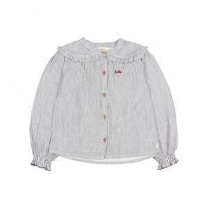 NEW BÚHO toddler kid's hello embroidered stripes blouse in blue
